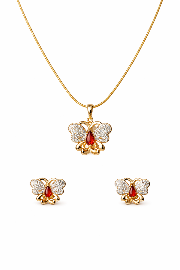 Ilanja Ruby Flutter Necklace set