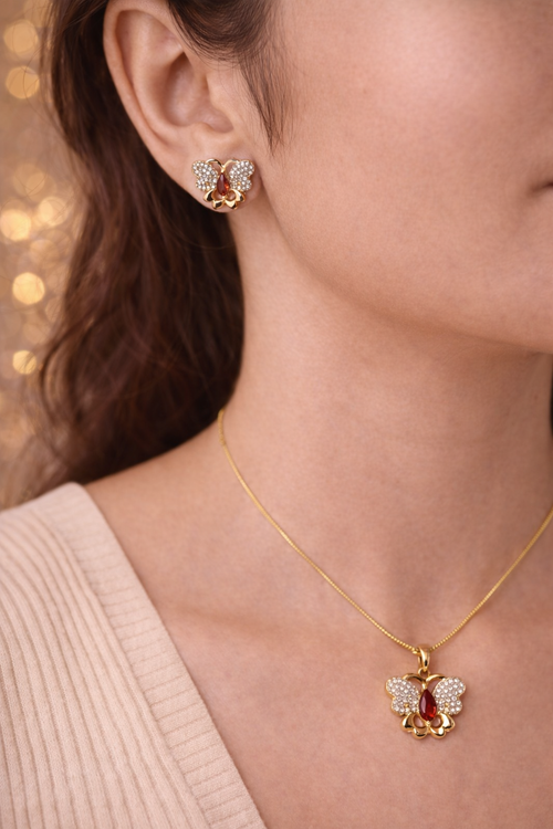Ilanja Ruby Flutter Necklace set
