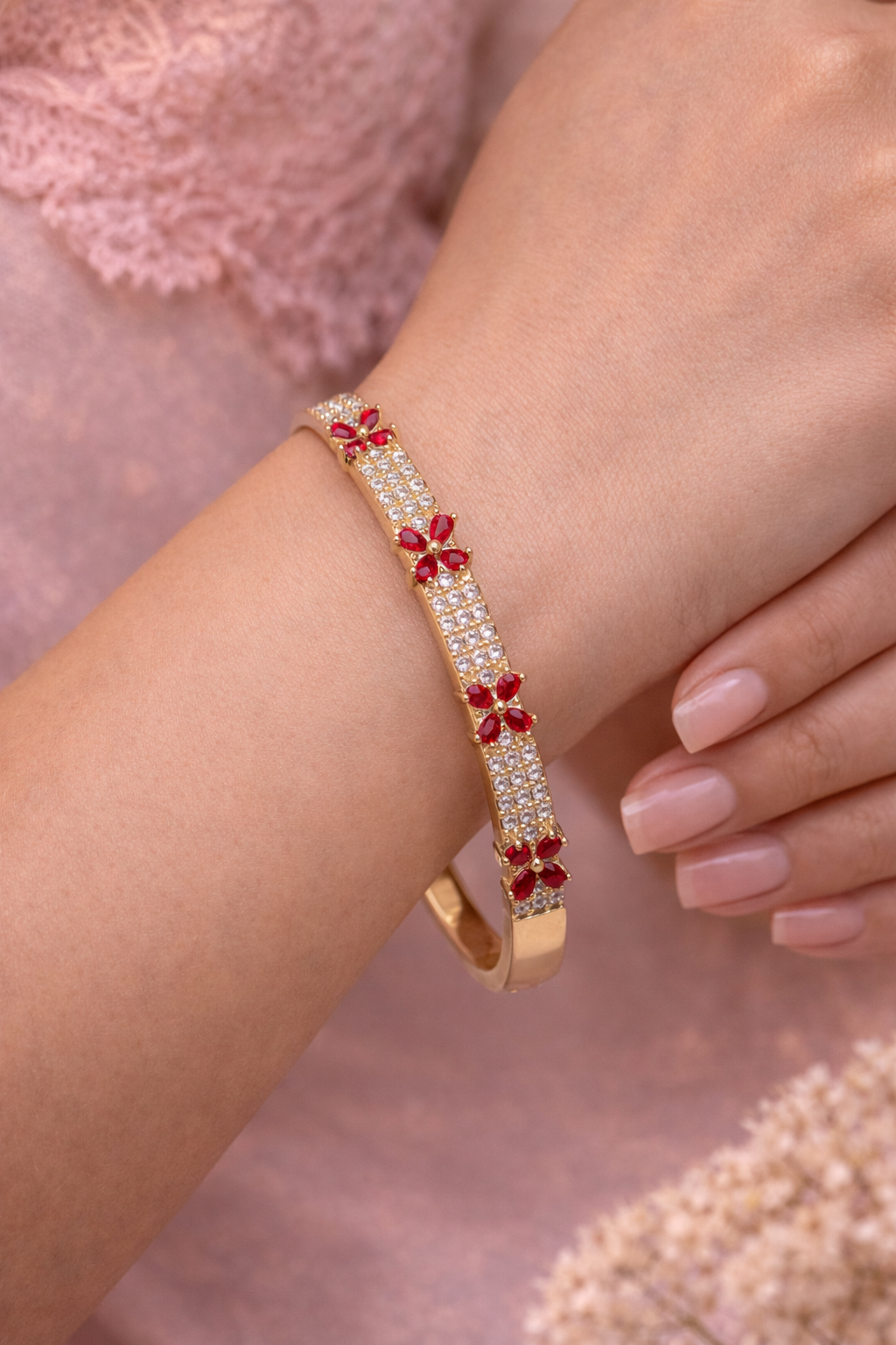 Ilanja Ruby Blossom Bracelet